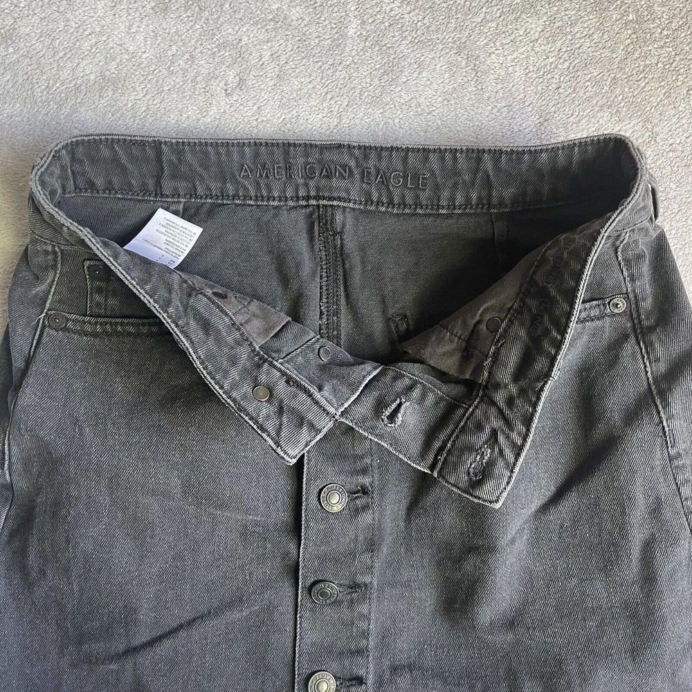 American Eagle Skirt Womens 4 Black Denim Biker Punkcore Festival Beach Preppy - Picture 5 of 13